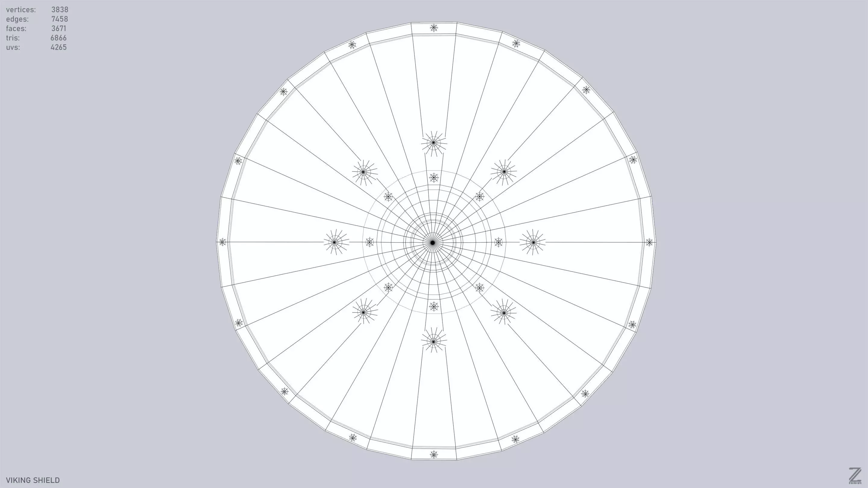 Viking shield Low-poly 3D model_9
