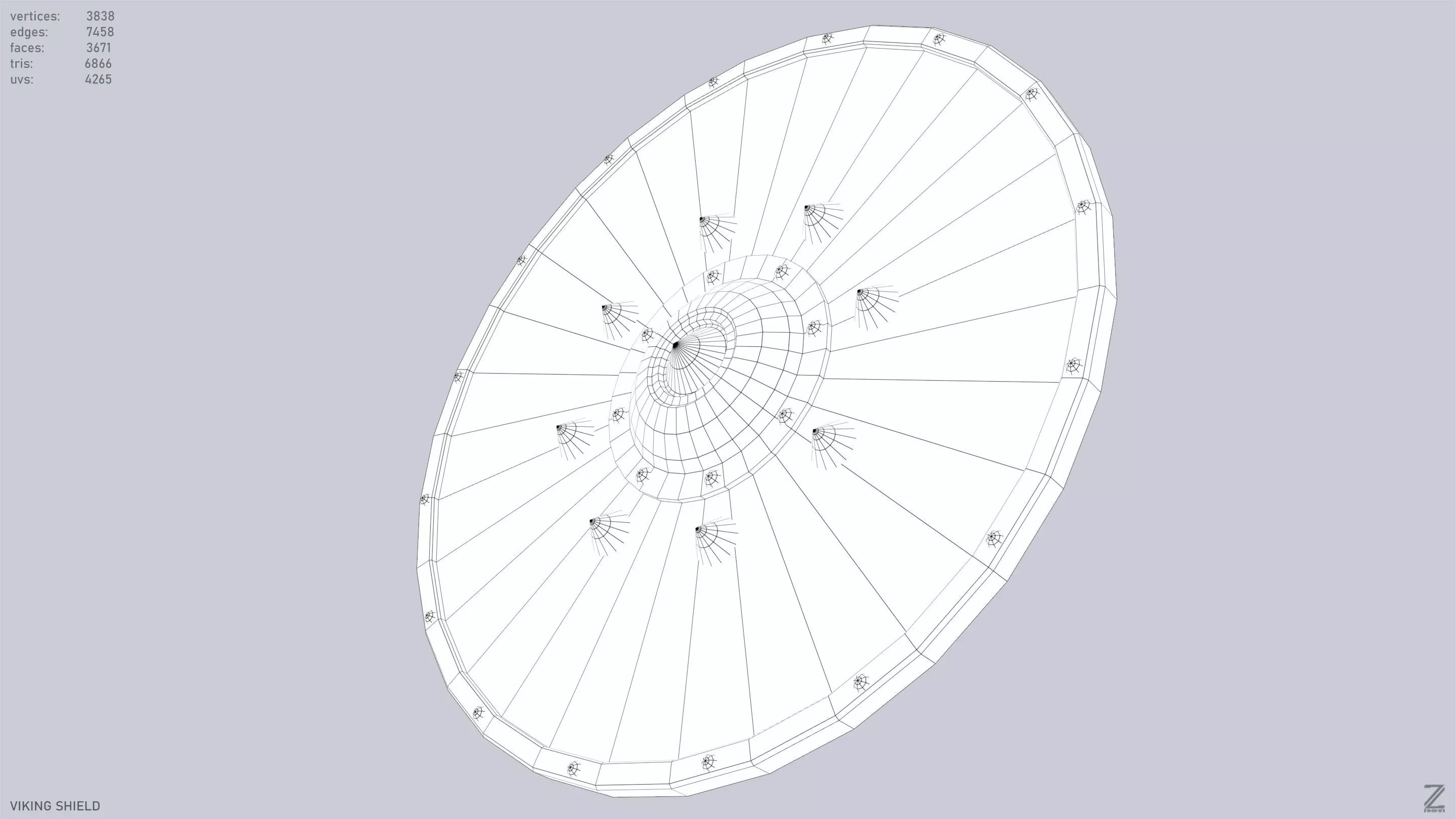 Viking shield Low-poly 3D model_15
