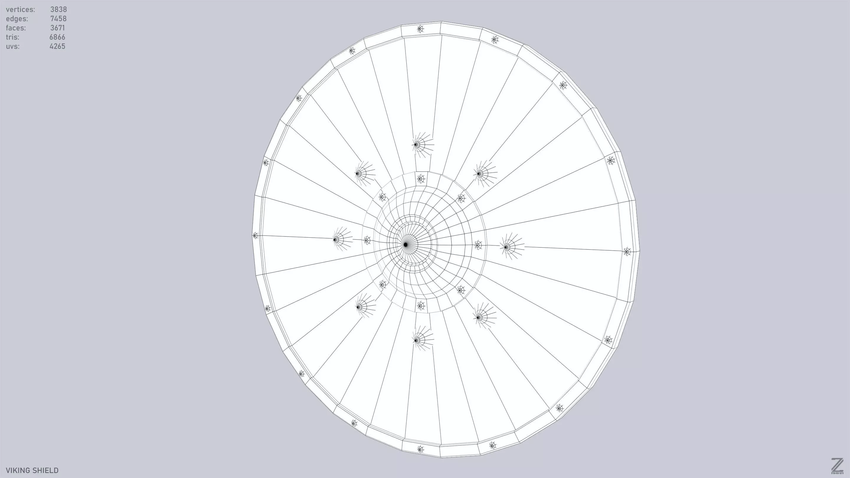 Viking shield Low-poly 3D model_10