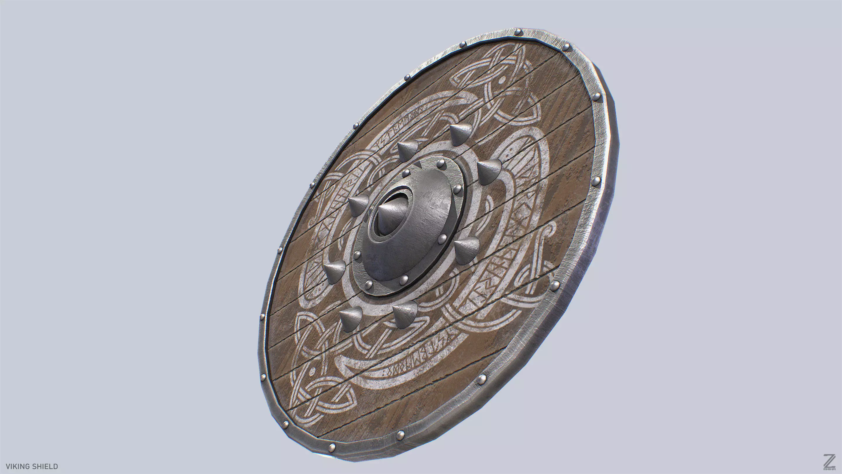 Viking shield Low-poly 3D model_8