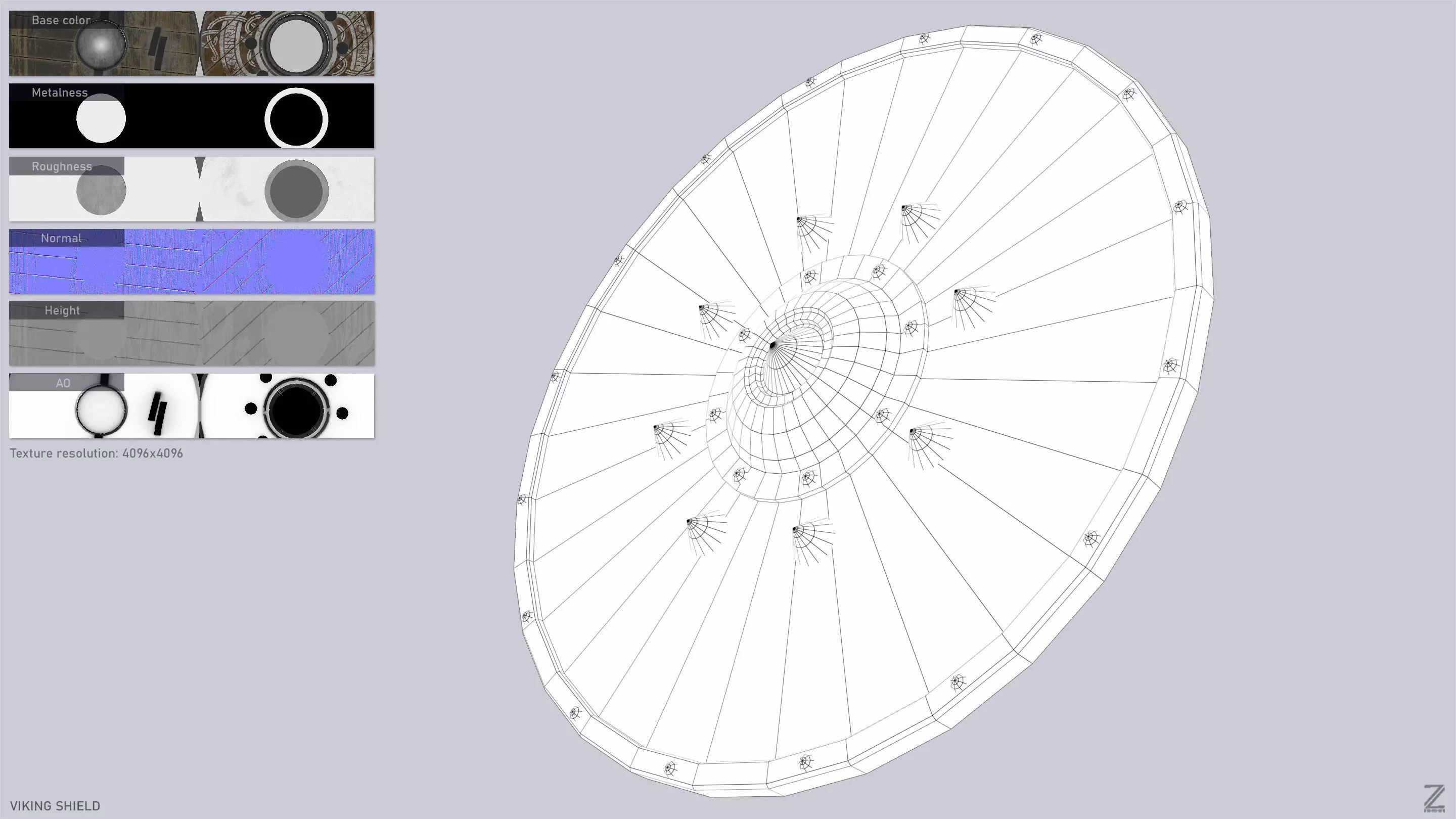 Viking shield Low-poly 3D model_4