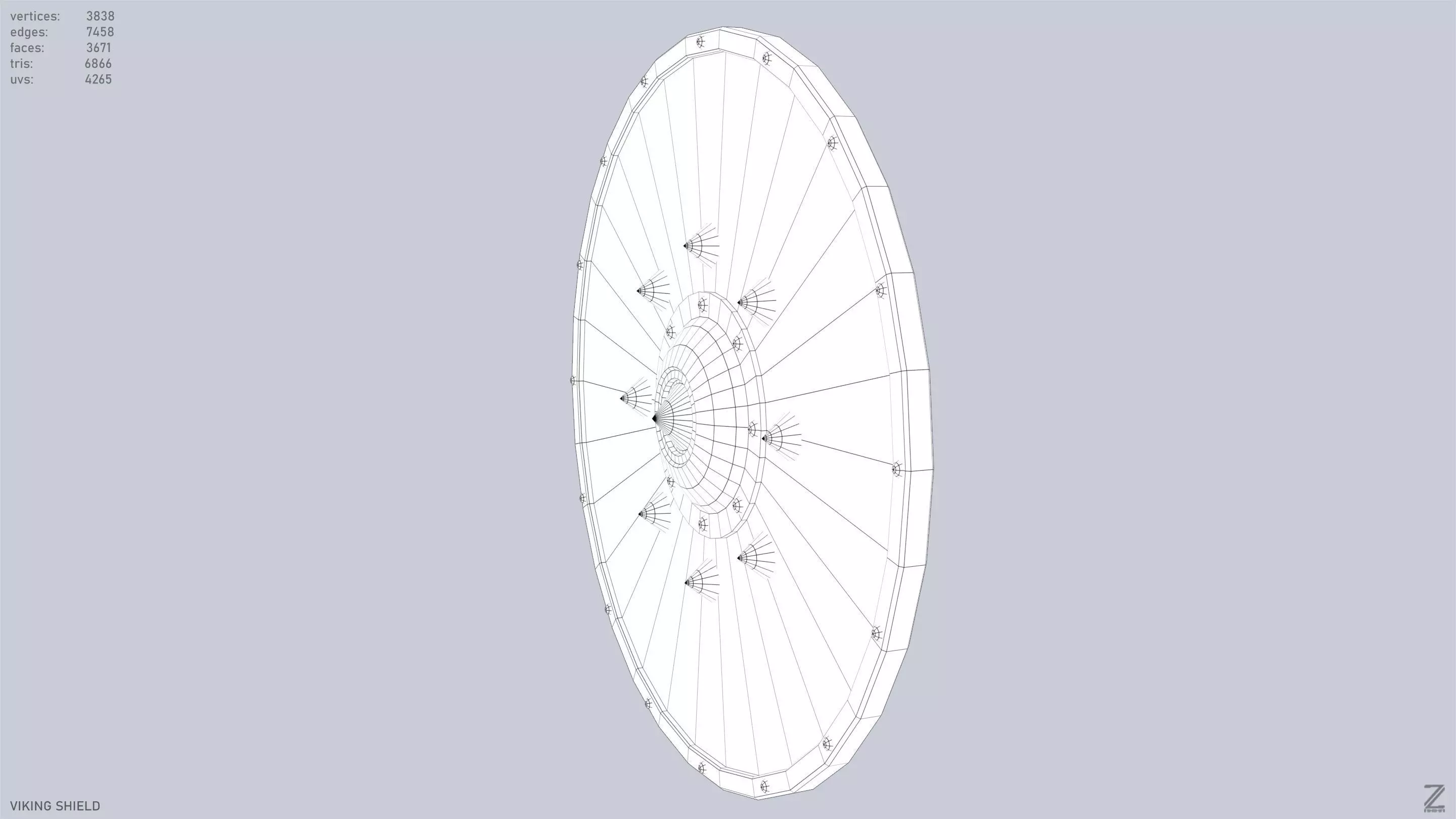 Viking shield Low-poly 3D model_11