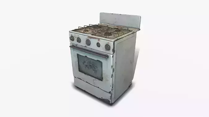Old stove gas Low-poly 3D model
