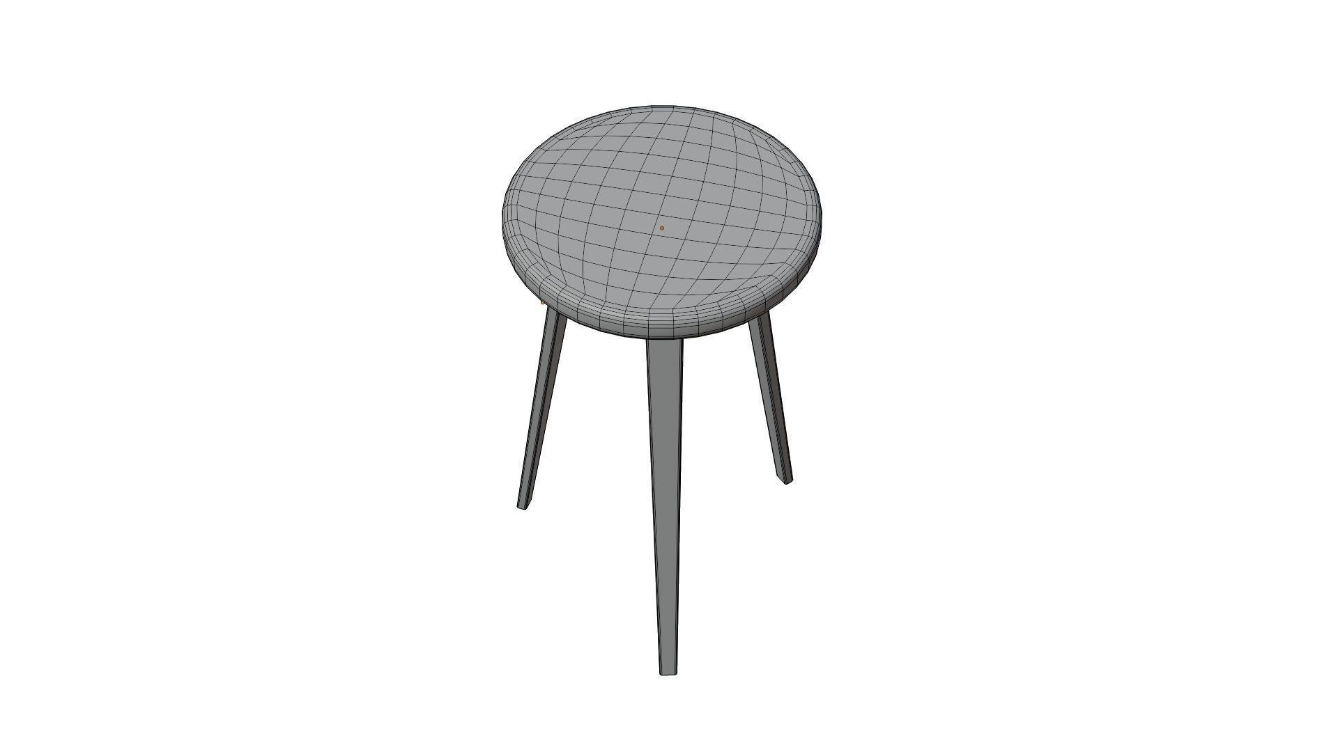 Wooden Stool 3D model_9