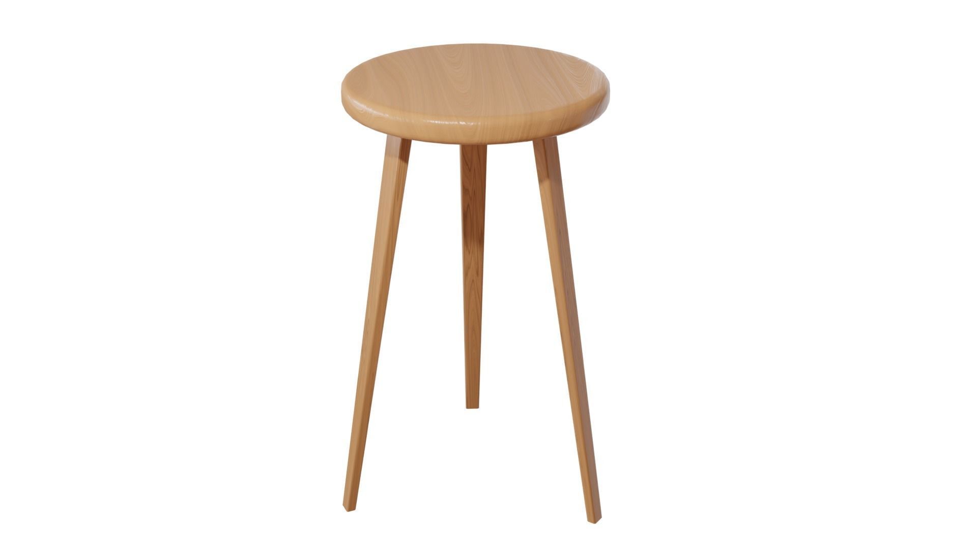 Wooden Stool 3D model_5