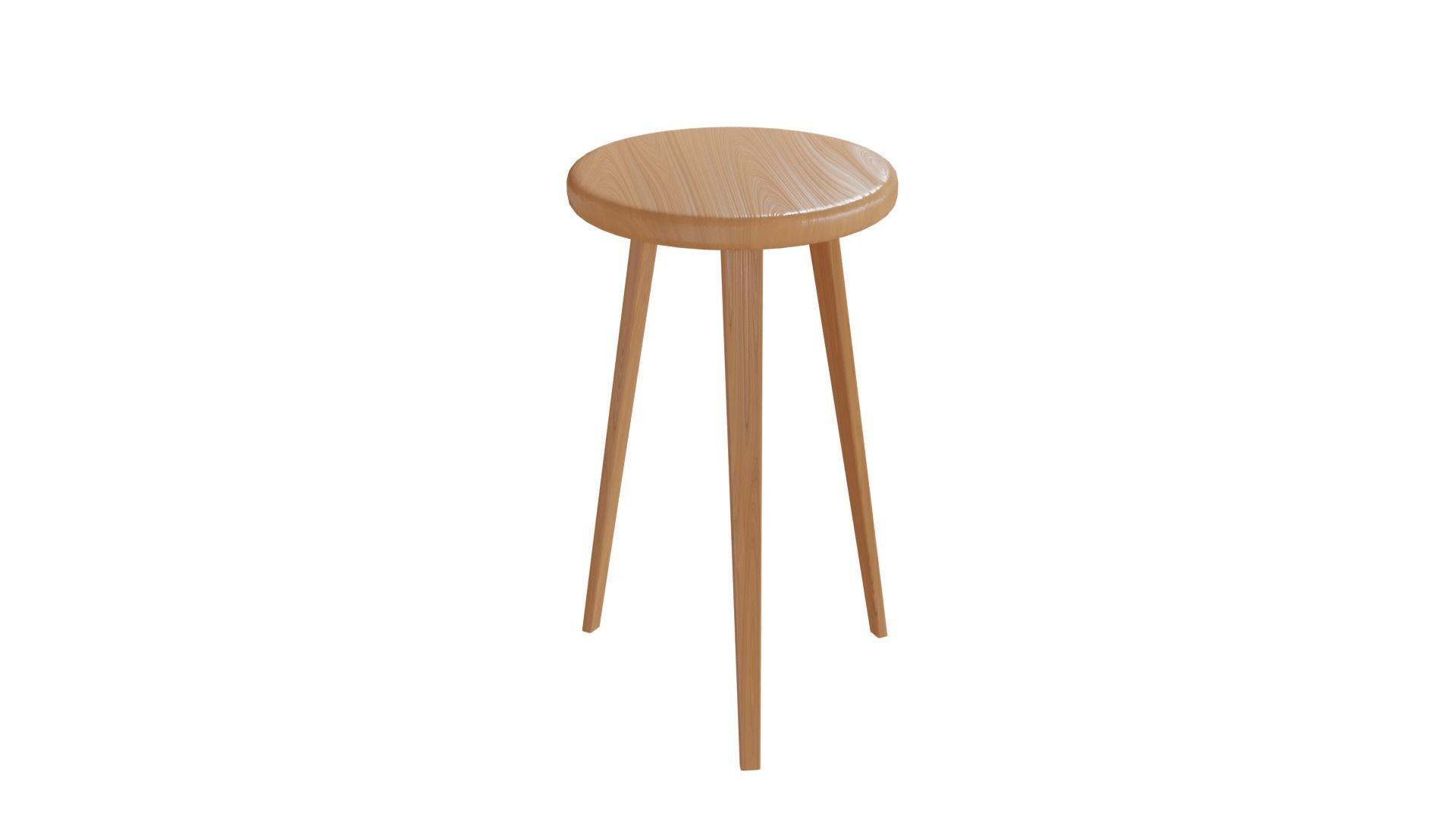 Wooden Stool 3D model_1