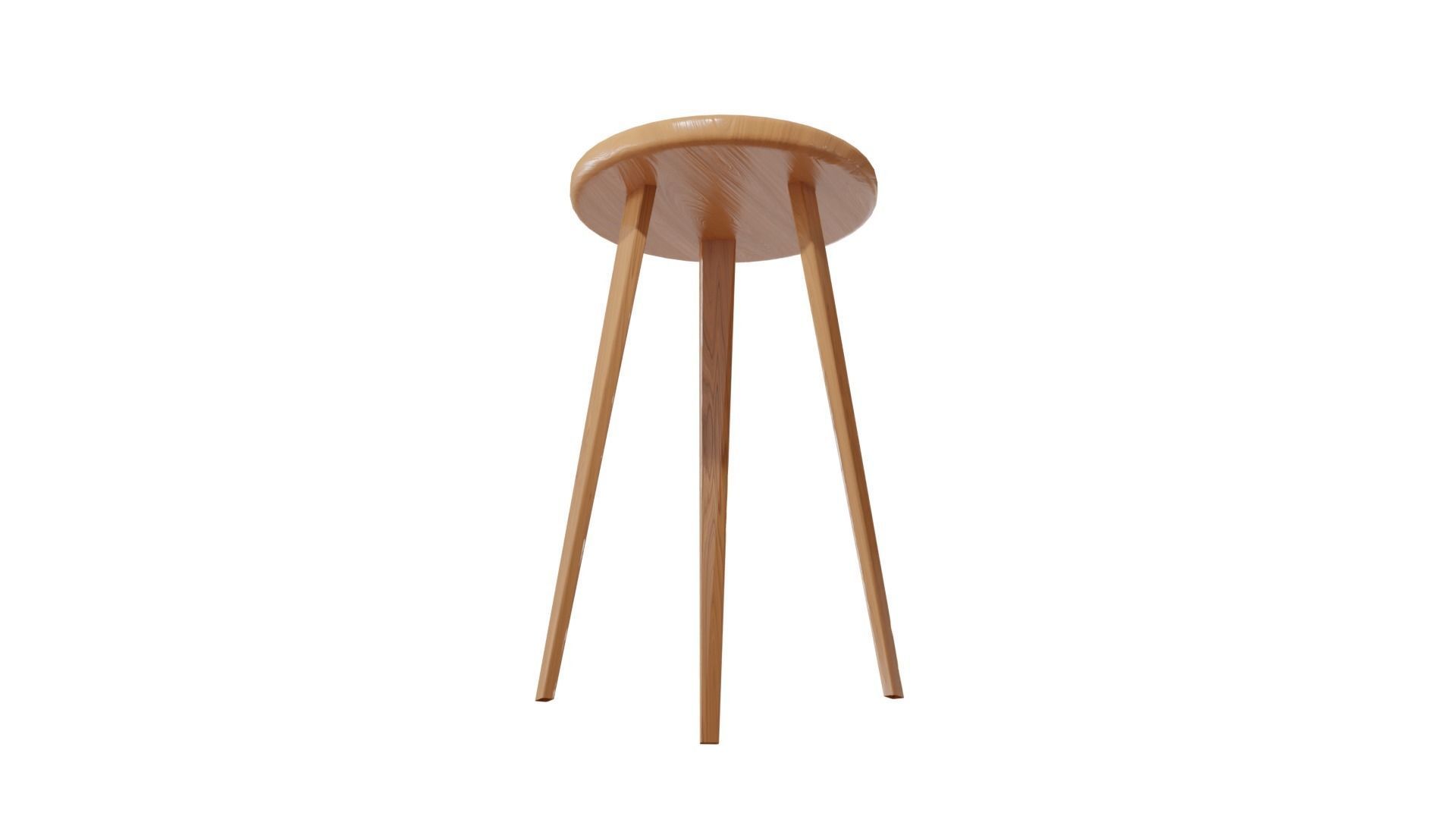 Wooden Stool 3D model_2