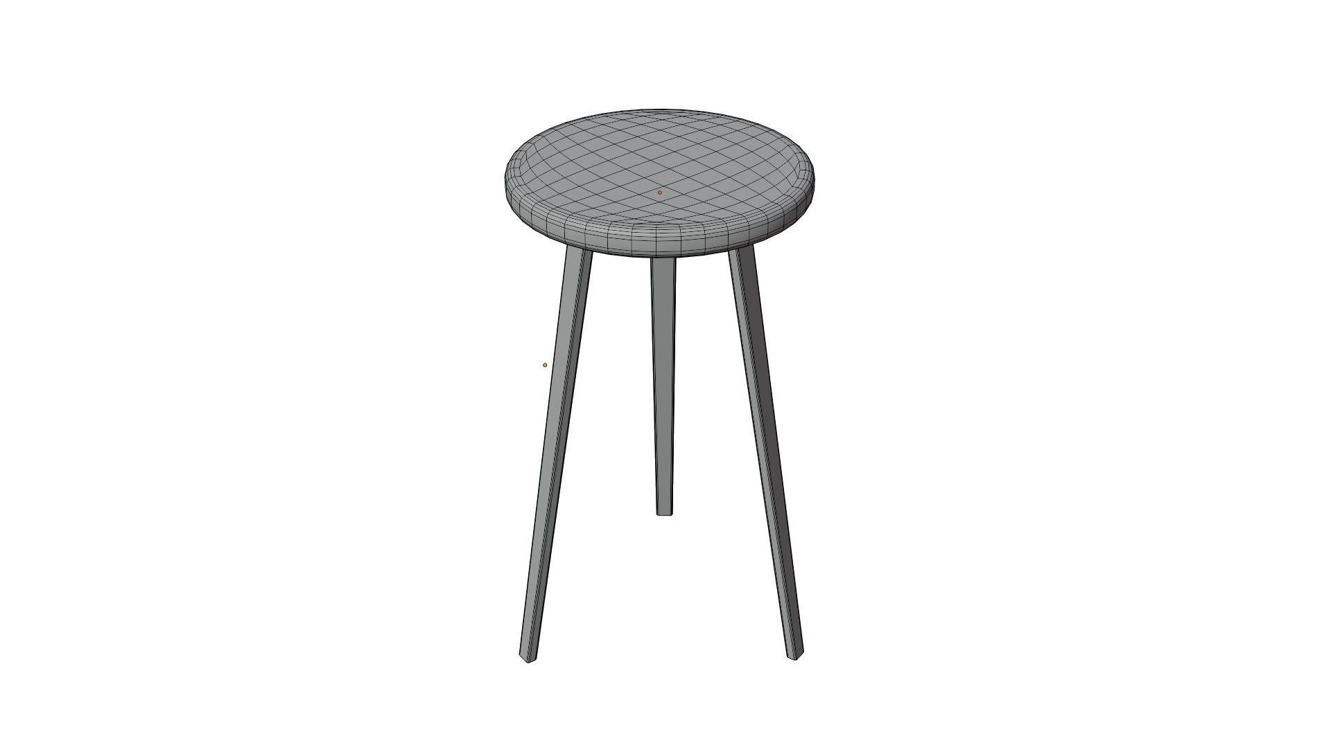 Wooden Stool 3D model_8