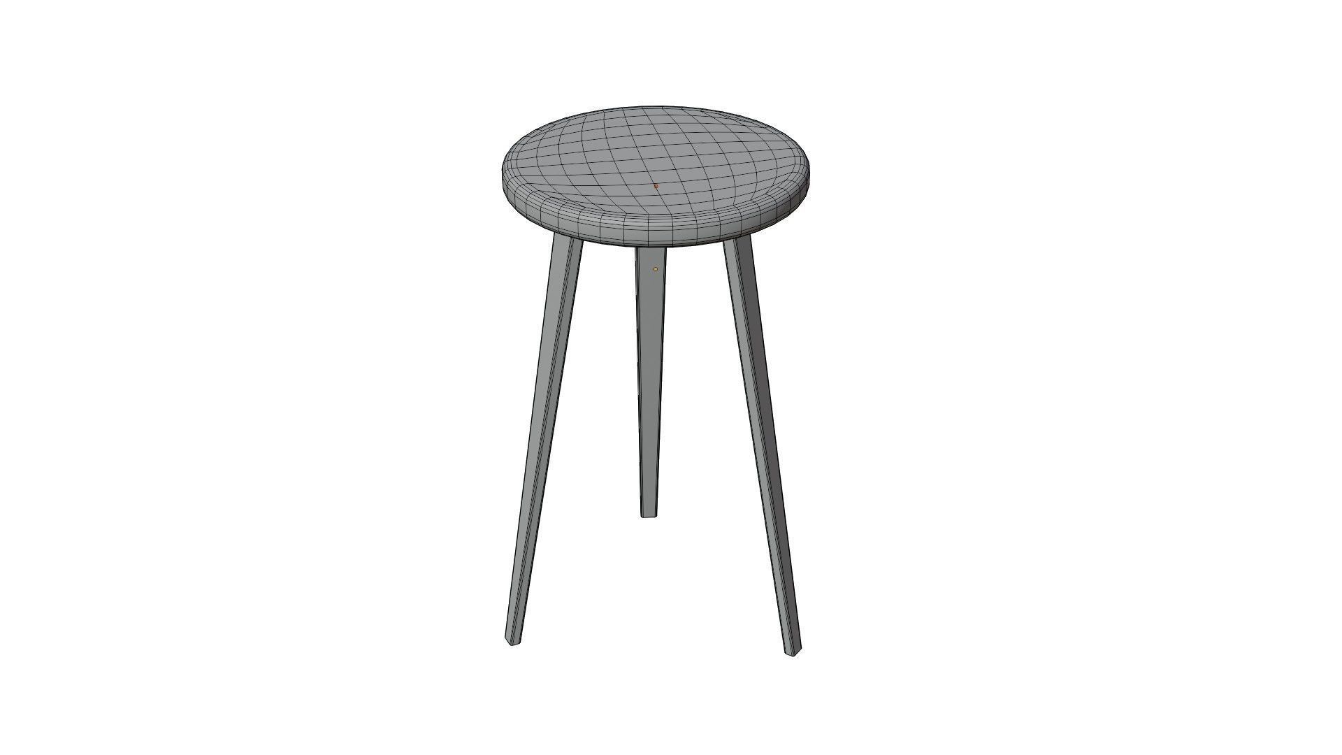 Wooden Stool 3D model_6