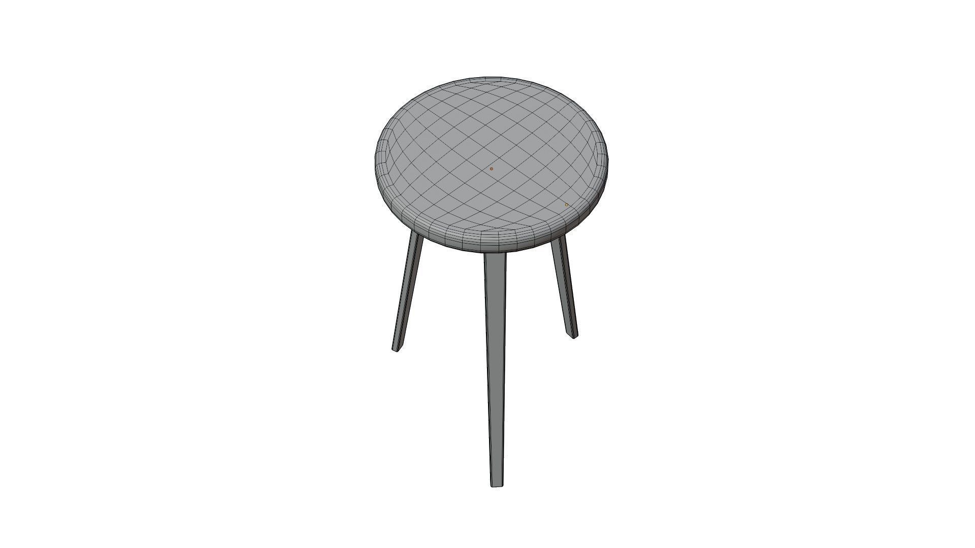 Wooden Stool 3D model_10