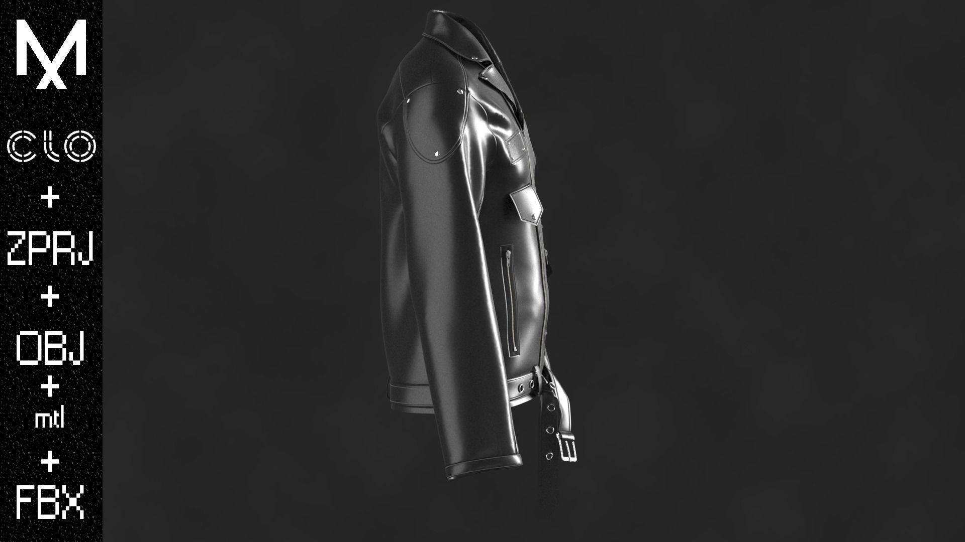Leather Jacket OBJ mtl FBX ZPRJ 3D model_7