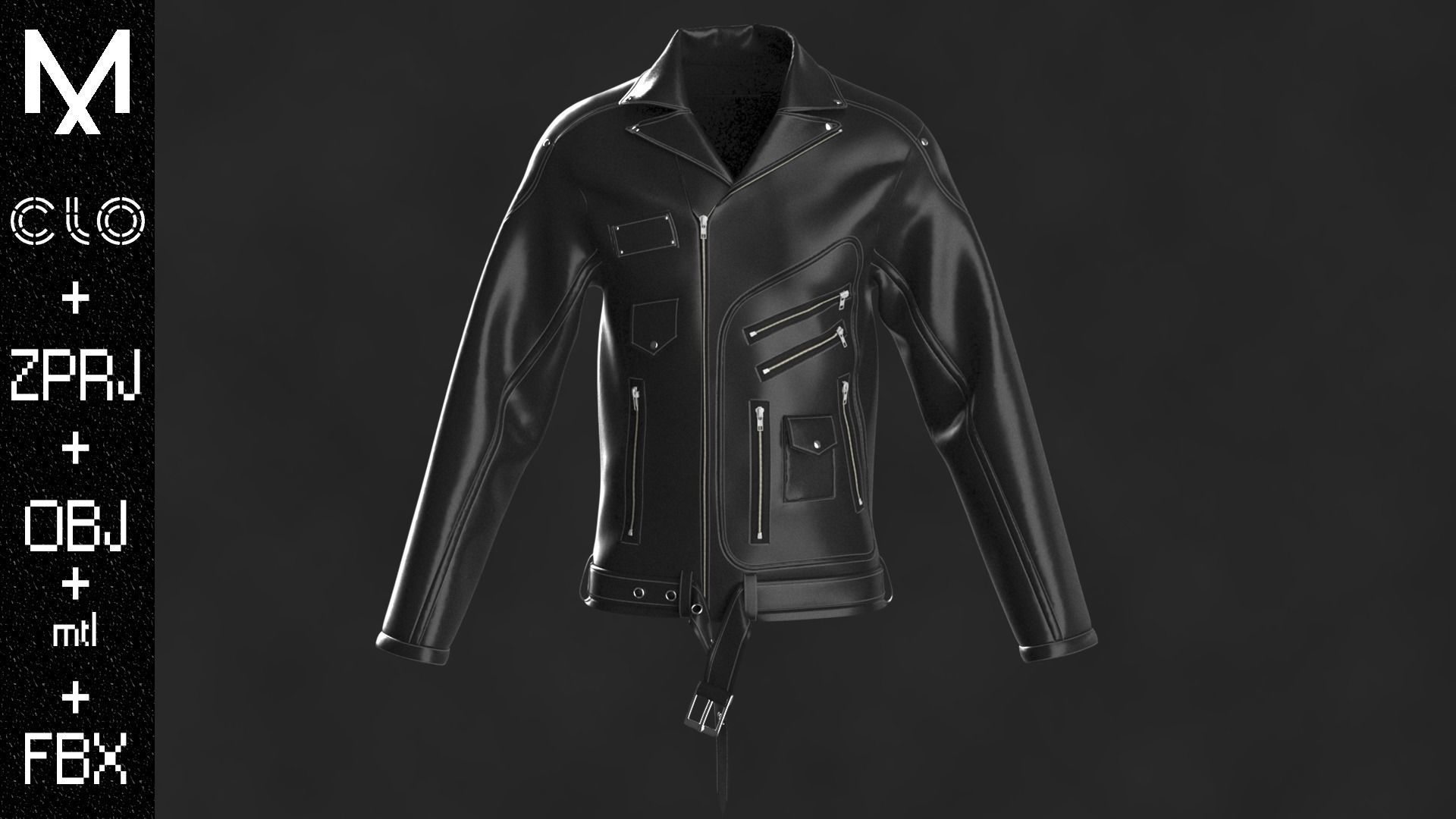 Leather Jacket OBJ mtl FBX ZPRJ 3D model_3