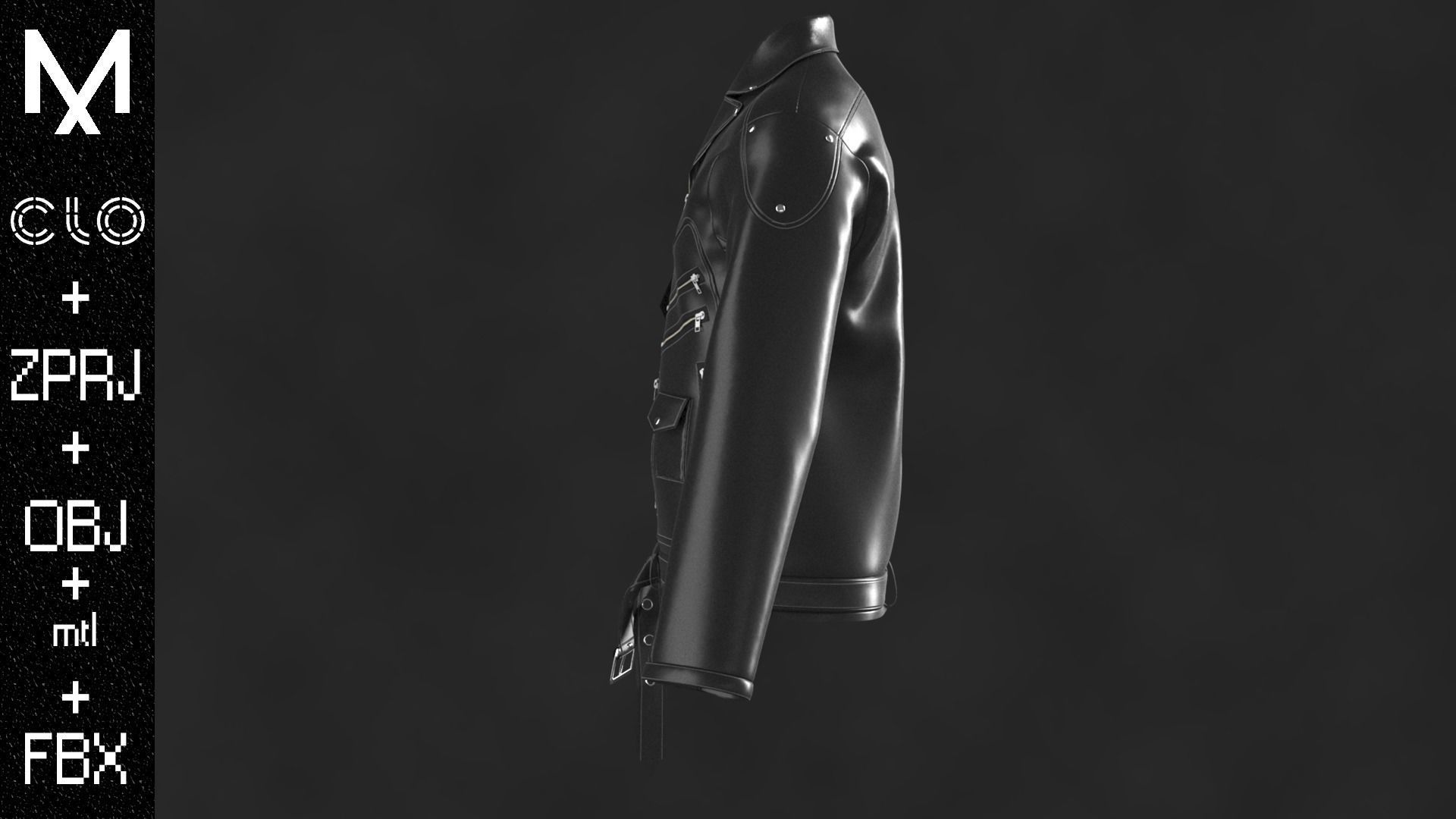 Leather Jacket OBJ mtl FBX ZPRJ 3D model_5