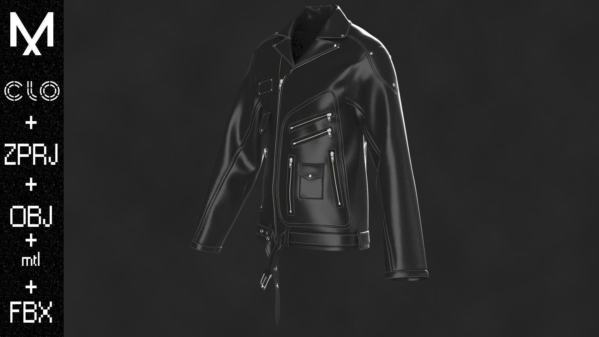 Leather Jacket OBJ mtl FBX ZPRJ 3D model_4