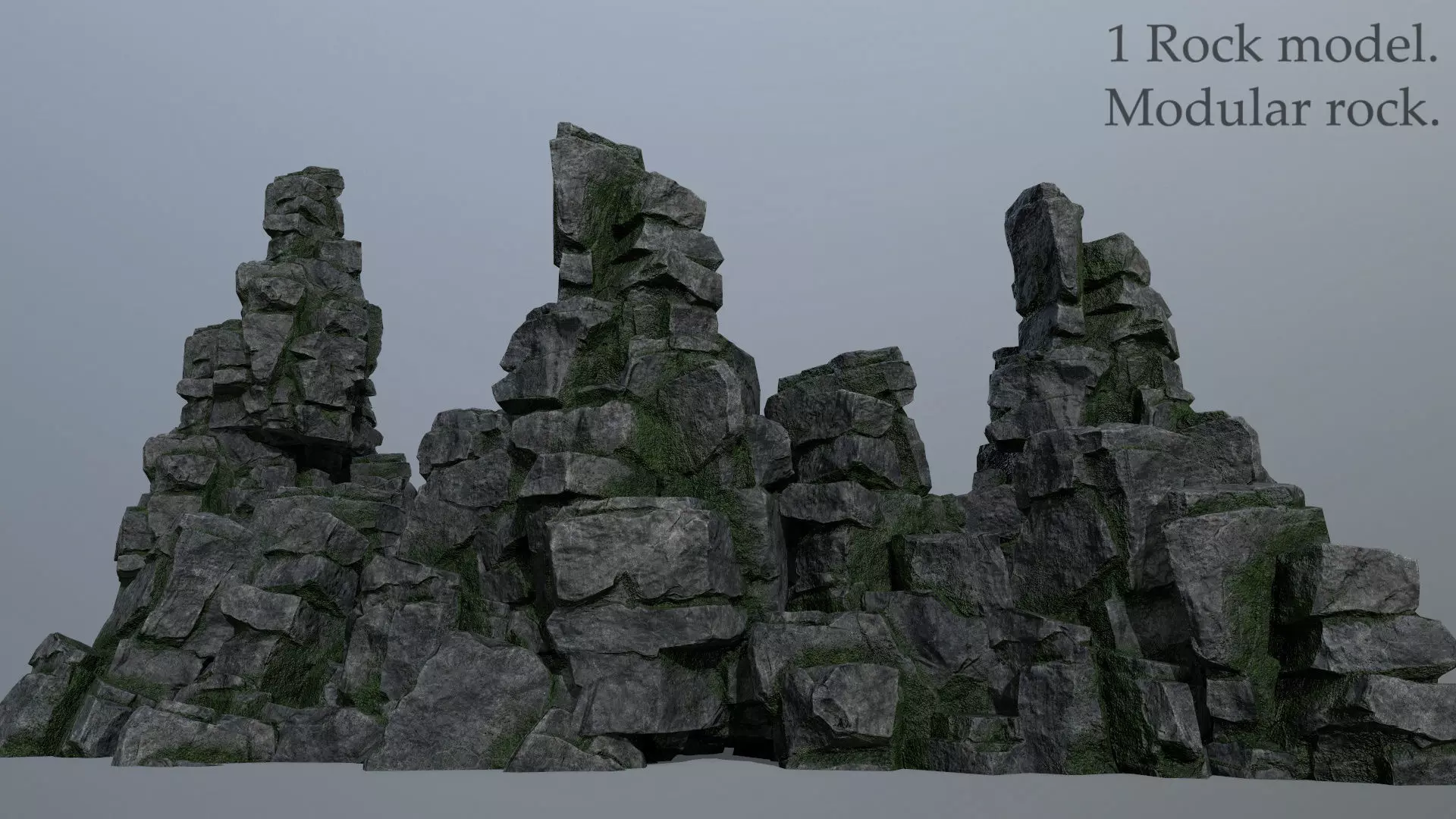 cliff rocks Low-poly 3D model_0