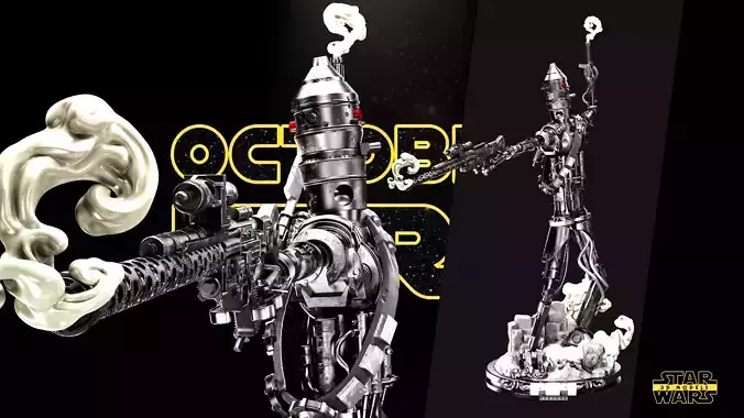 IG 88 Sculpture Star Wars 3D Models Ready for 3D printing