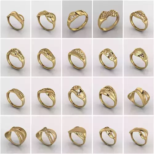 120 Files - Plain Women Ring Womens Rings Plain STL 3DM 3D Model Collection