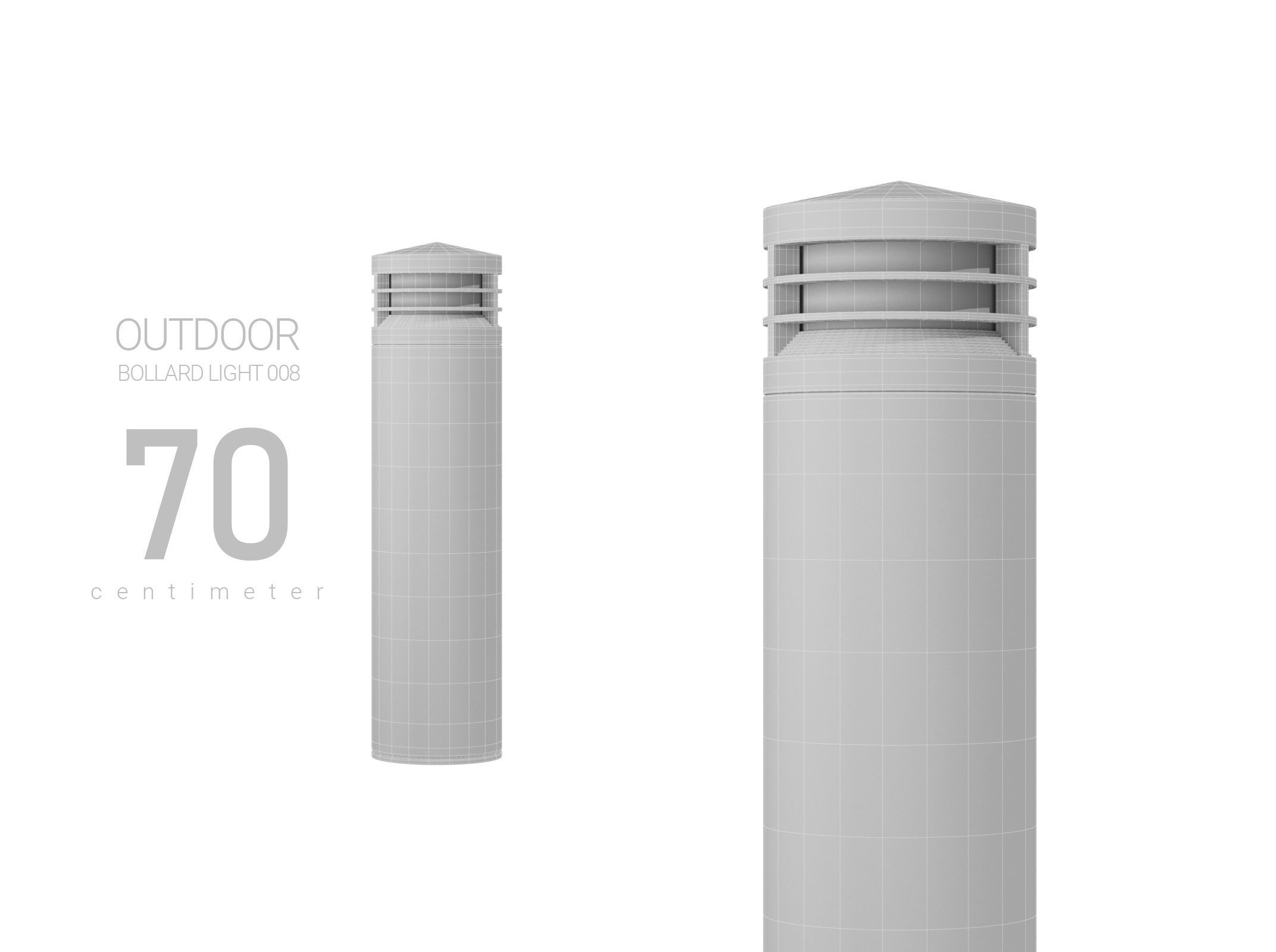 Modern Outdoor Bollar Light 3D model_1