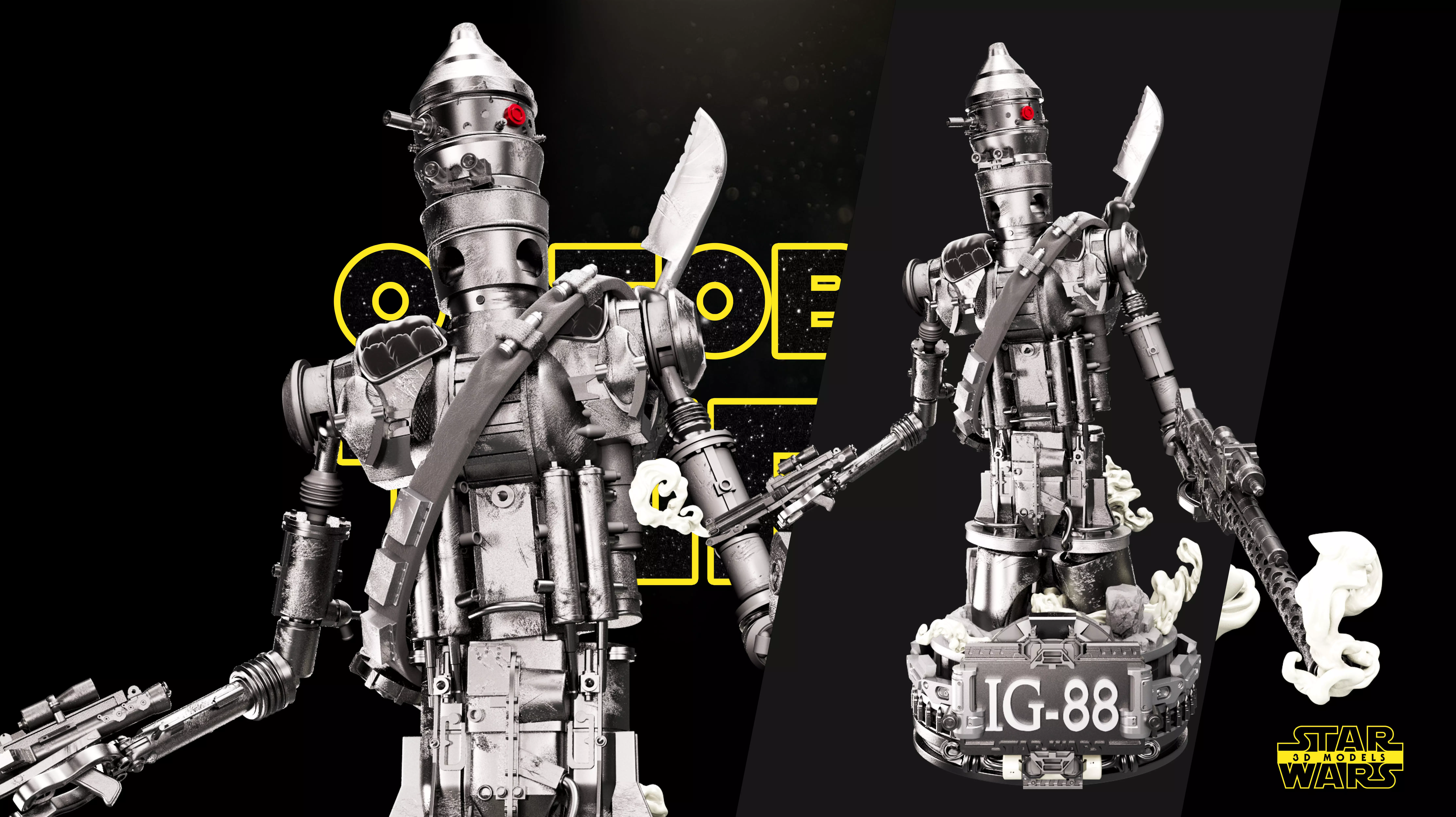 IG 88 Bust Star Wars 3D Models Ready for 3D printing 3D print model_0