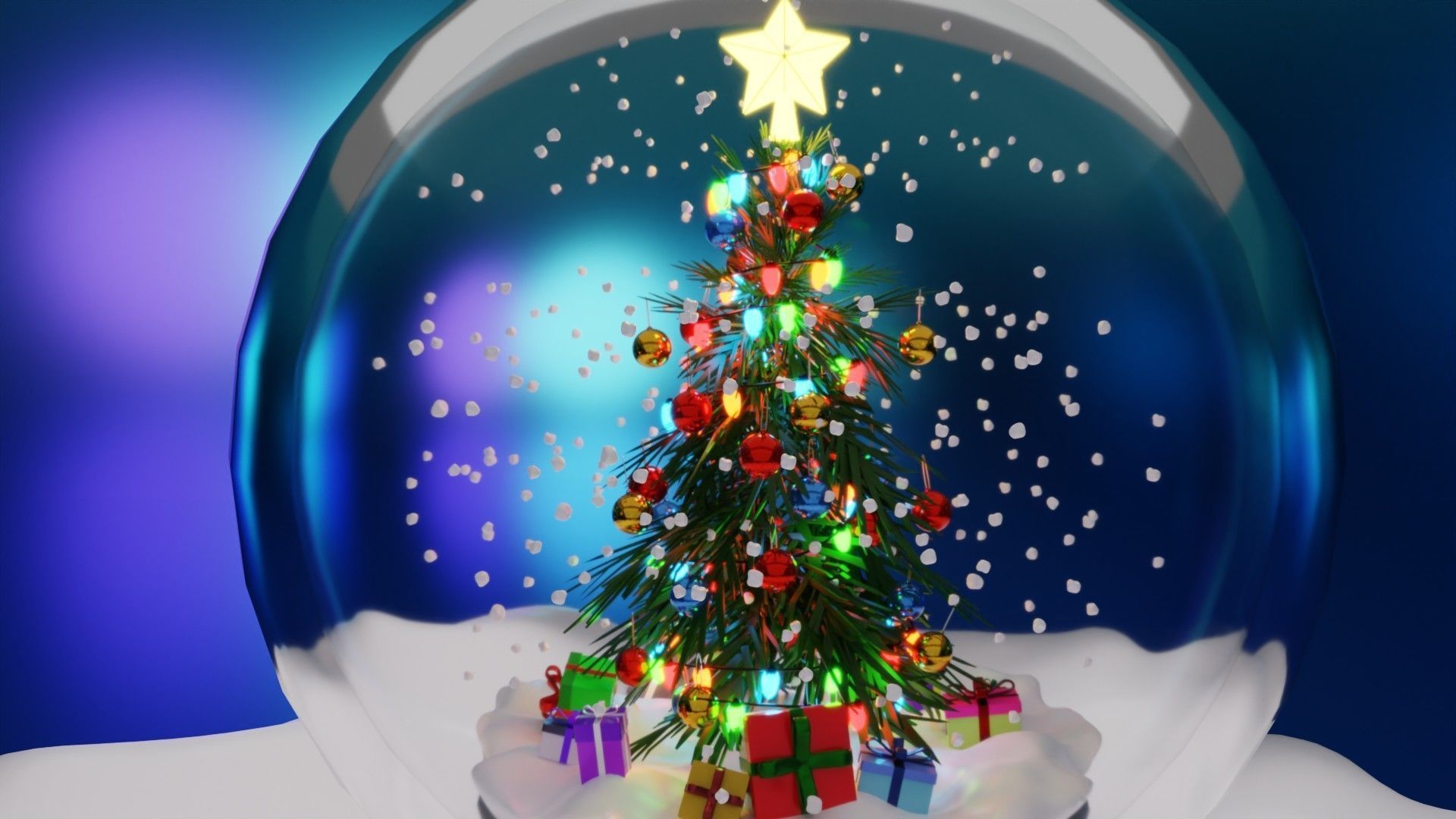 Christmas Tree Snow Globe Low-poly 3D model_3