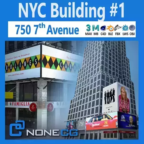 NYC Building 750 7th Avenue Low-poly 3D model