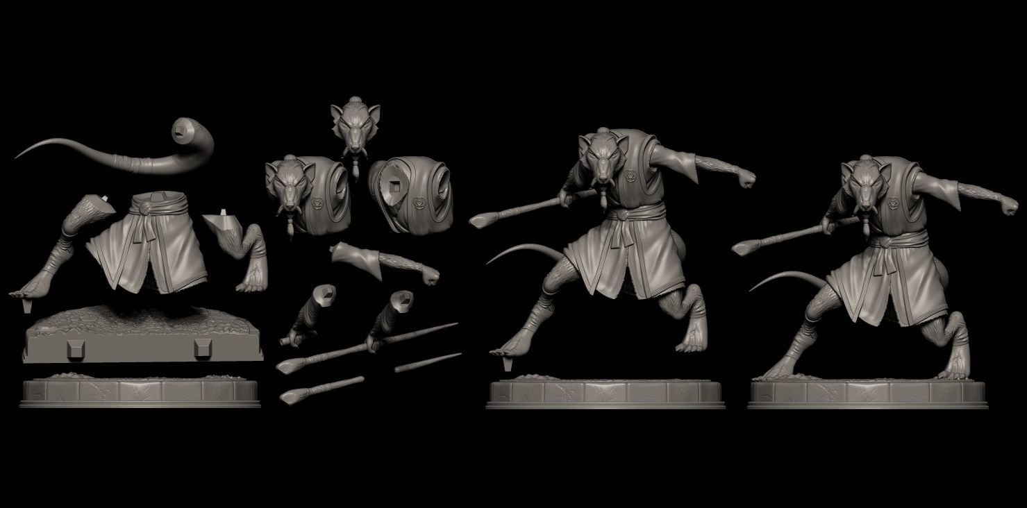 Fan Art Splinter from TMNT - Statue  3D print model_1