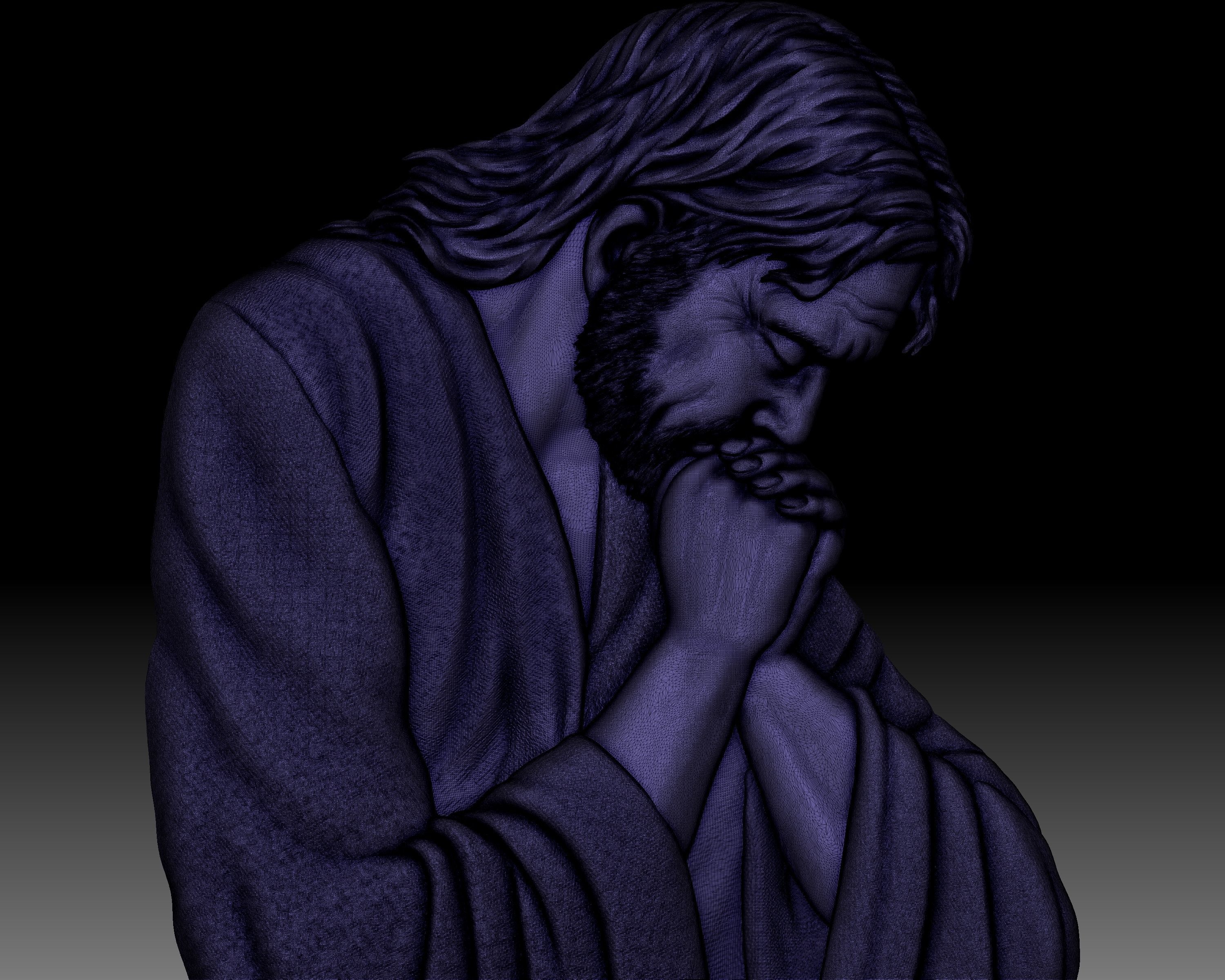 Jesus praying  bas-relief 3D print model_11
