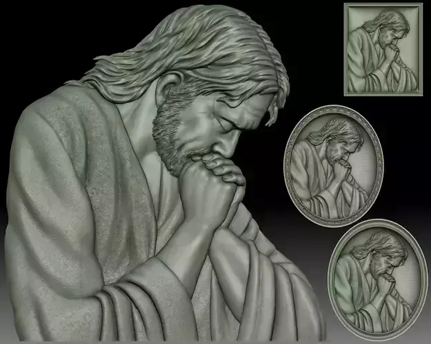 Jesus praying  bas-relief 3D print model