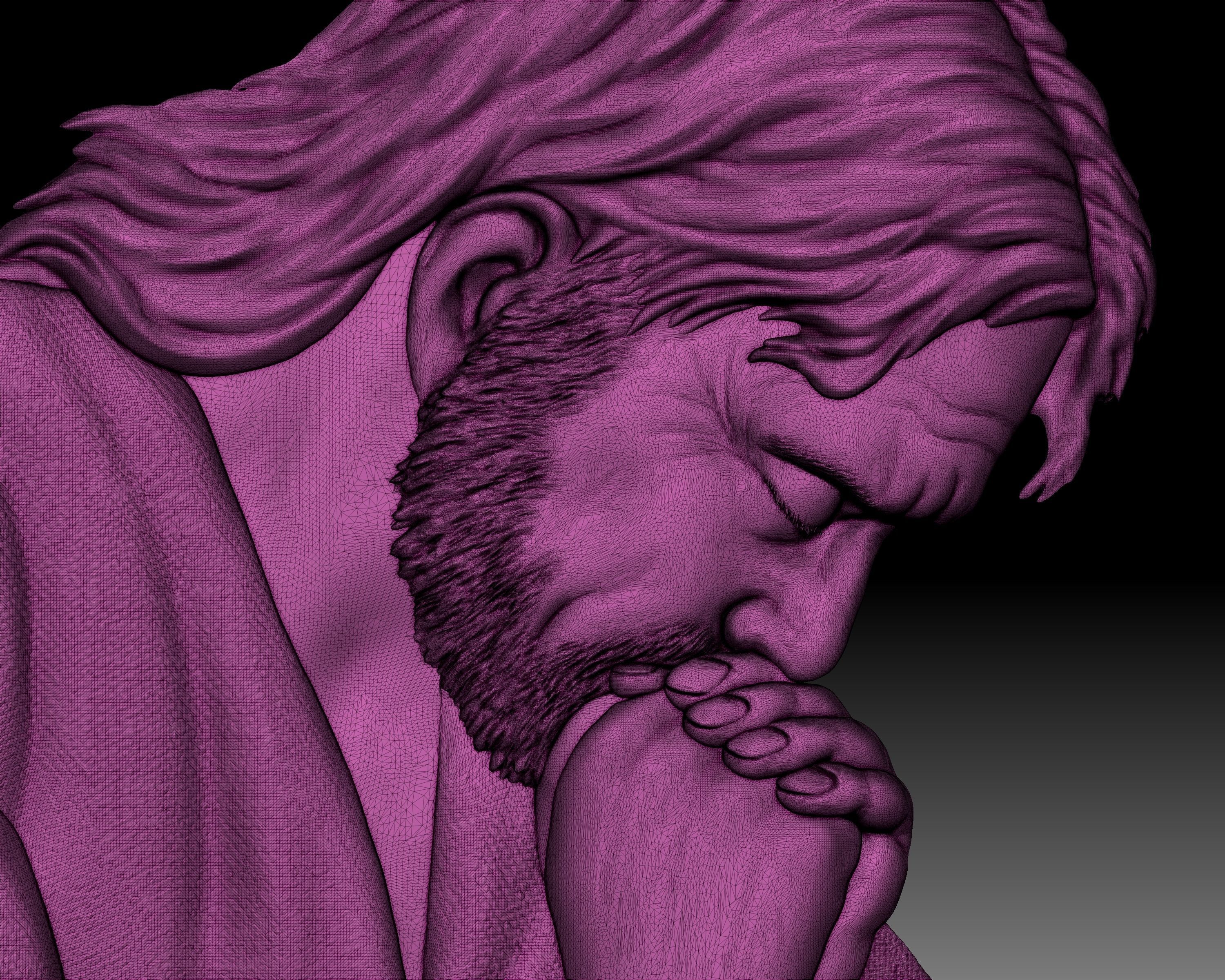 Jesus praying  bas-relief 3D print model_10