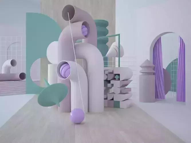 Piped abstract scene 3D model