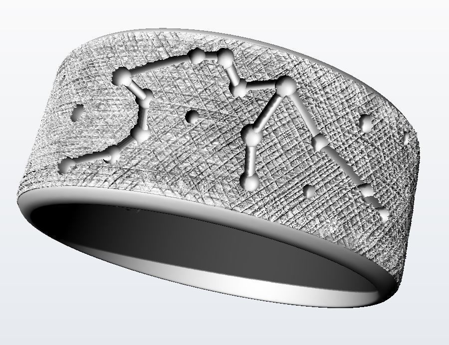 Aquarius silver ring with constellations 3D print model_6