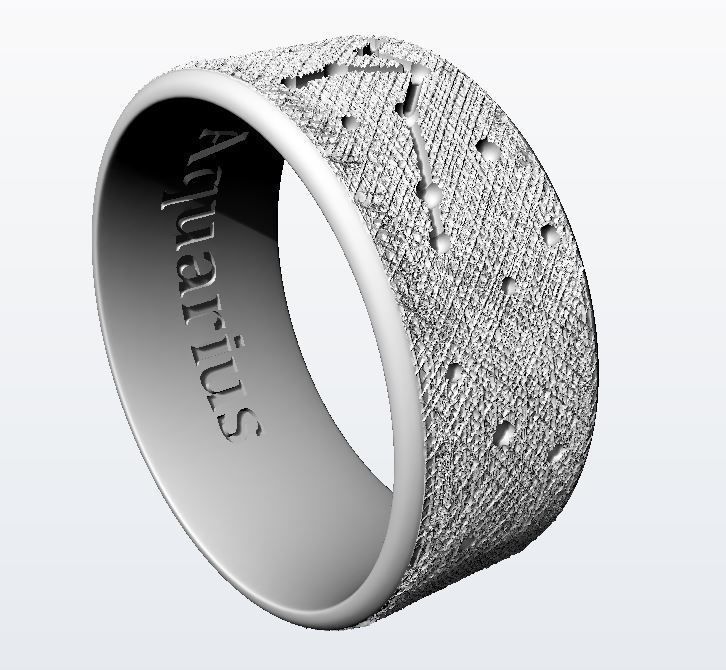 Aquarius silver ring with constellations 3D print model_8