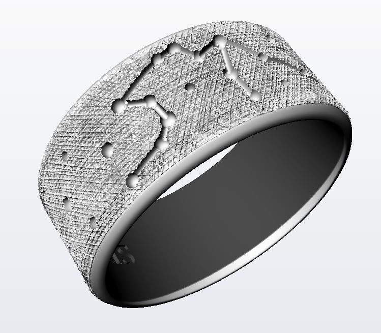 Aquarius silver ring with constellations 3D print model_7