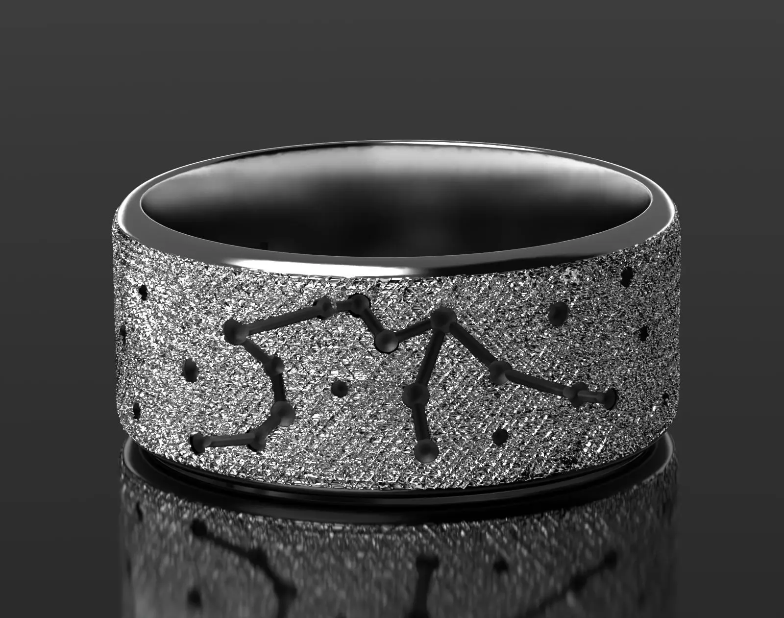 Aquarius silver ring with constellations 3D print model_0