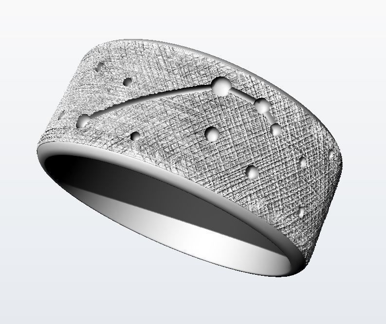 Aries zodiac constellation ring 3D print model_6
