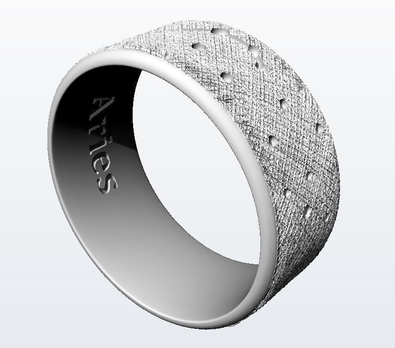 Aries zodiac constellation ring 3D print model_8