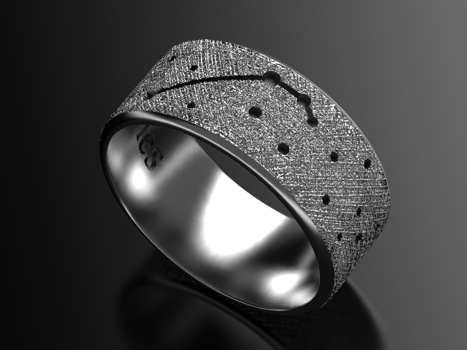Aries zodiac constellation ring 3D print model_4