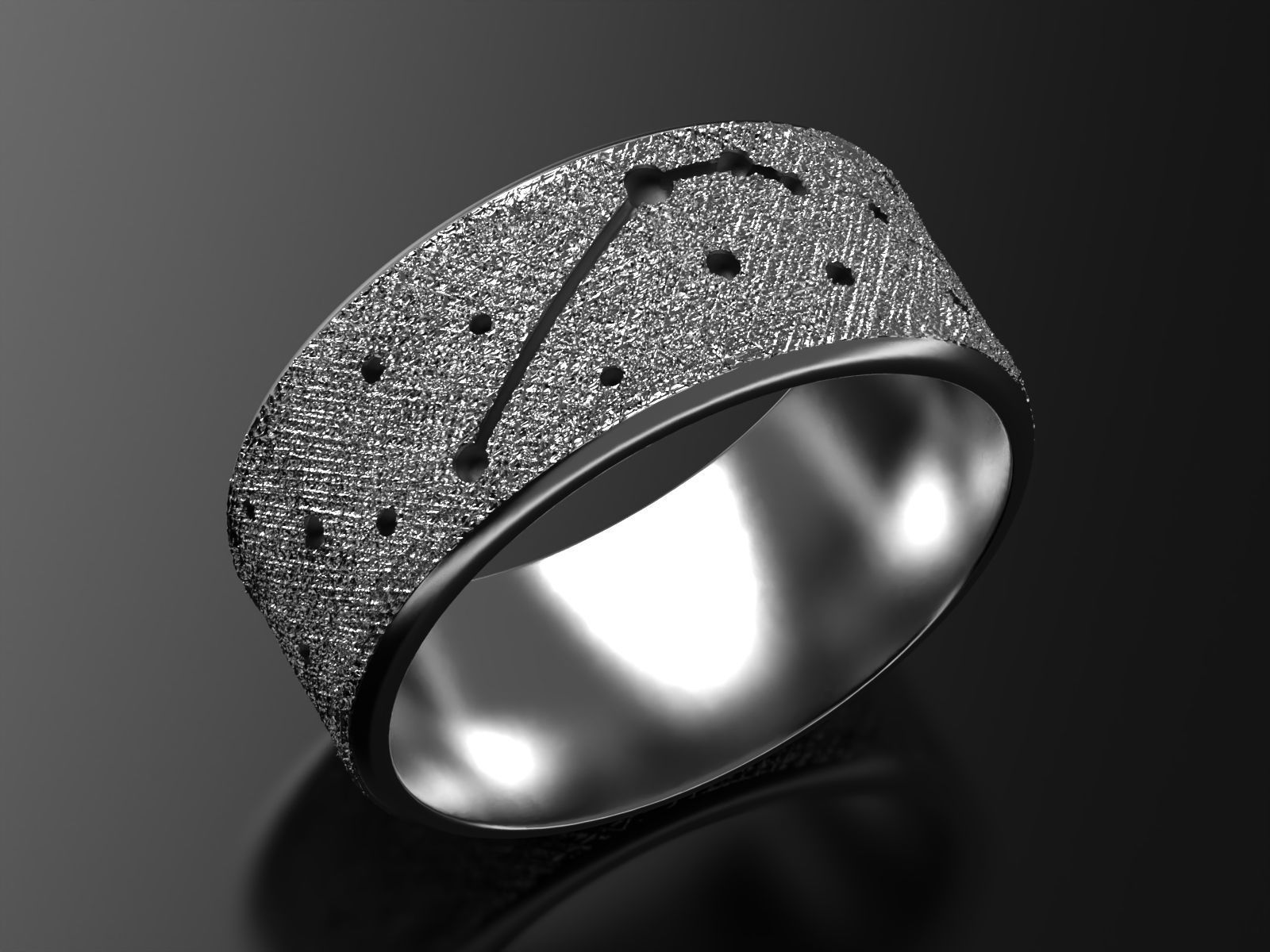 Aries zodiac constellation ring 3D print model_5