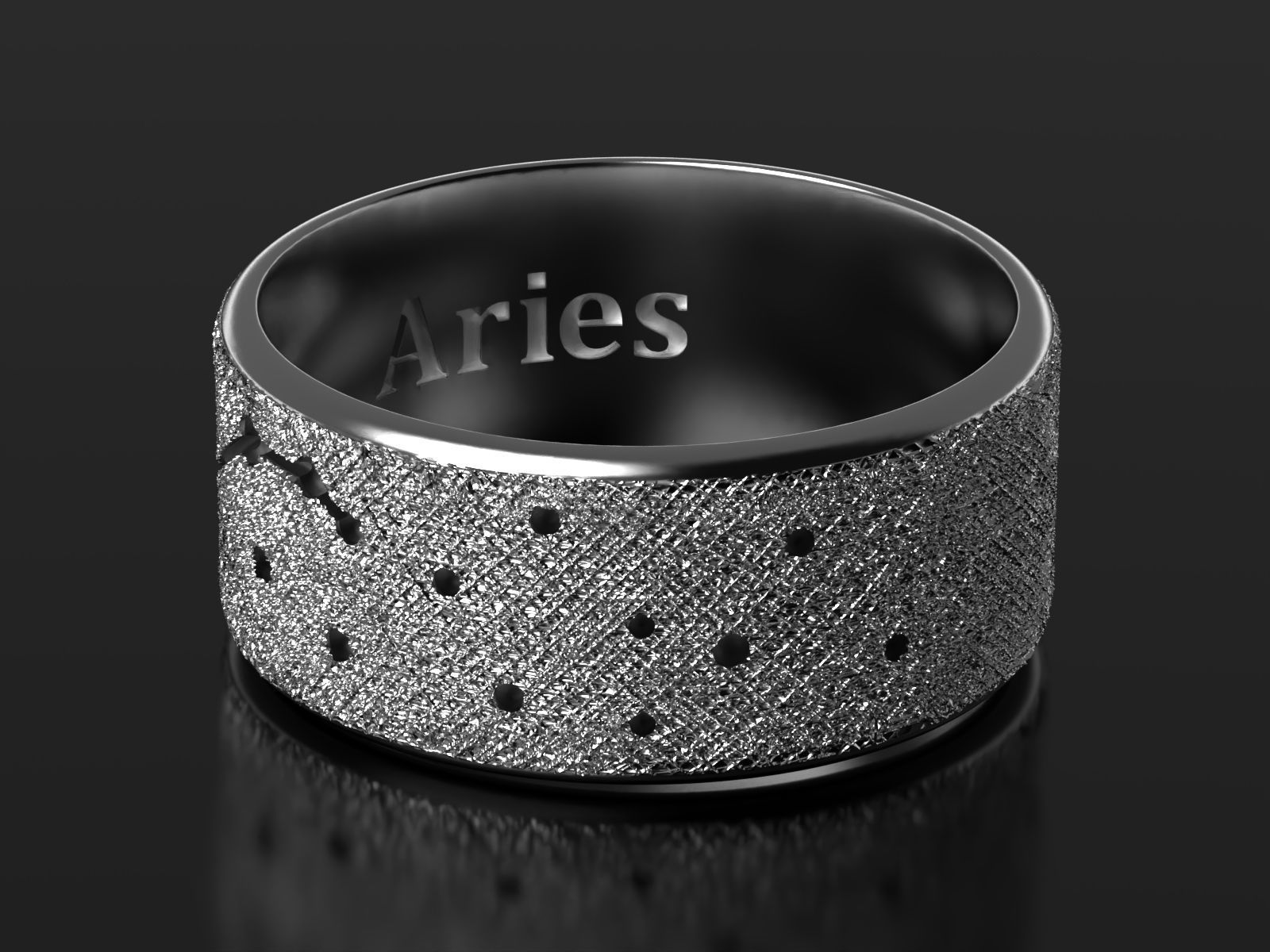 Aries zodiac constellation ring 3D print model_1