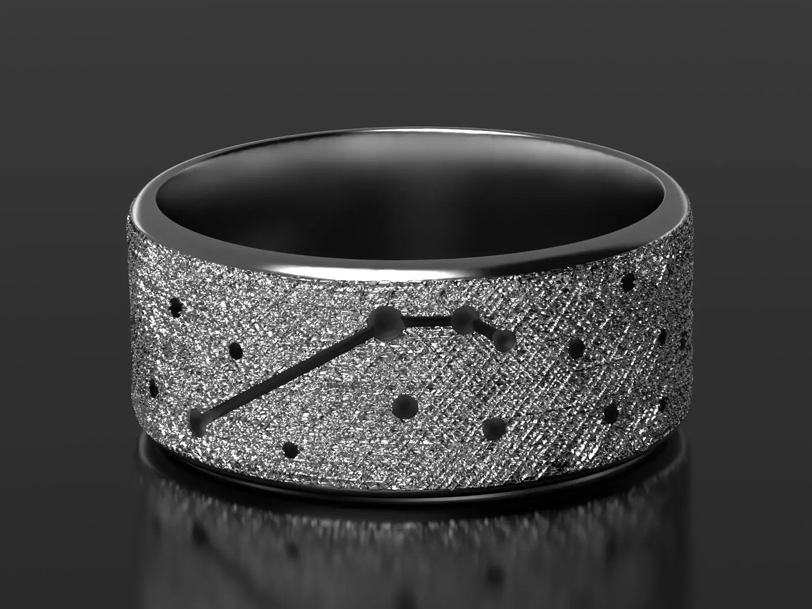 Aries zodiac constellation ring 3D print model_0