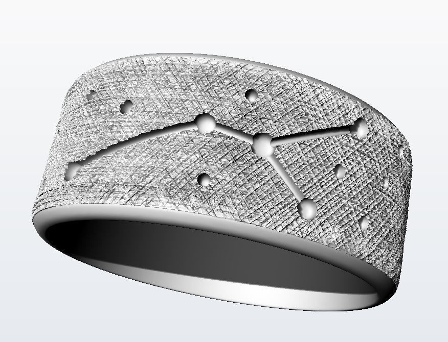 Cancer zodiac constellation wedding ring 3D print model_6