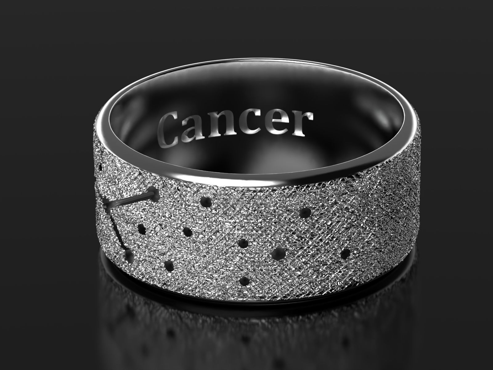 Cancer zodiac constellation wedding ring 3D print model_1
