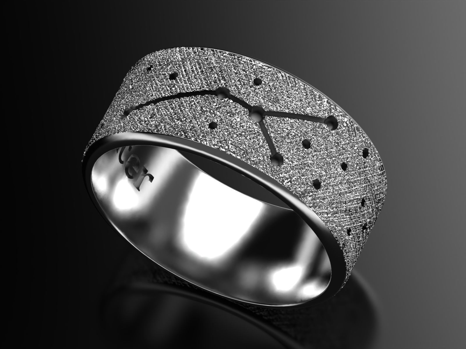 Cancer zodiac constellation wedding ring 3D print model_4
