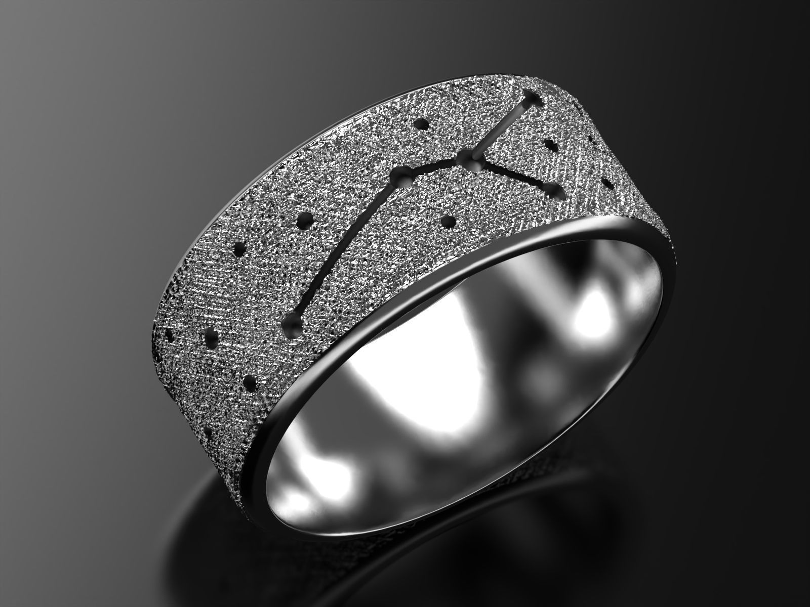 Cancer zodiac constellation wedding ring 3D print model_5