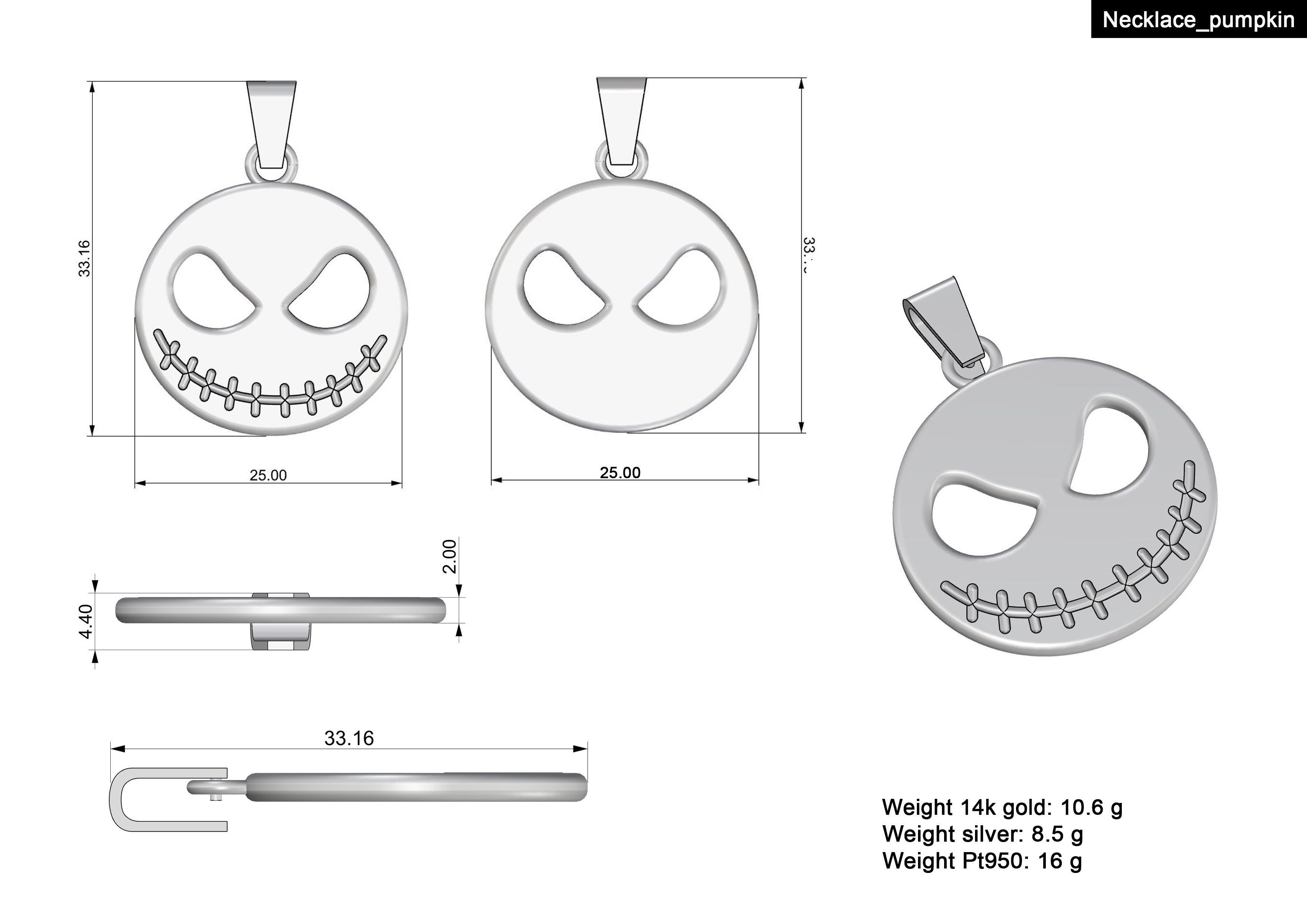 Necklace pumpkin  3D print model_2