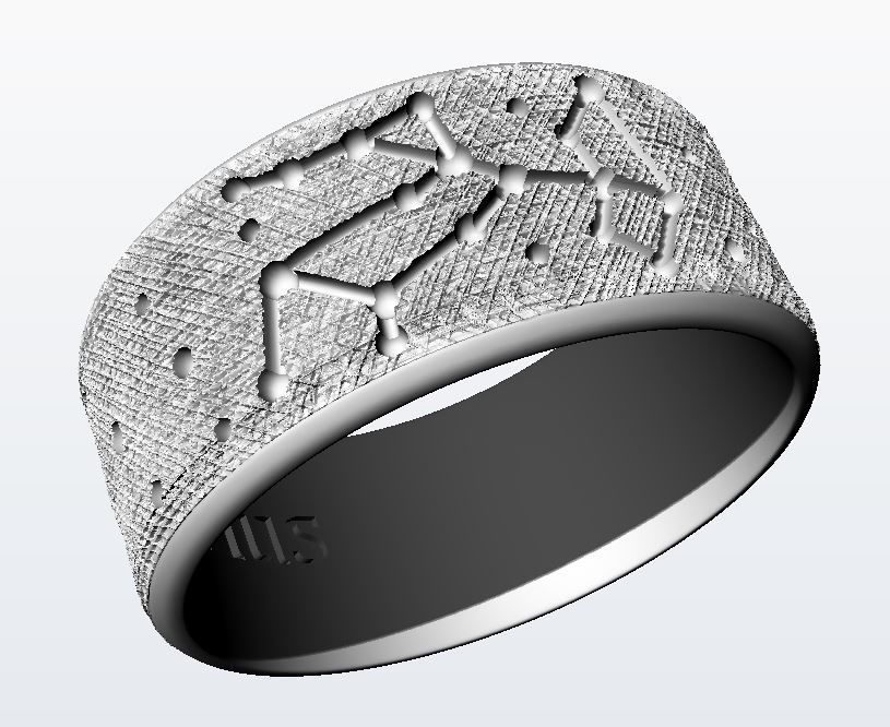 Sagittarius wedding ring with constellations 3D print model_7