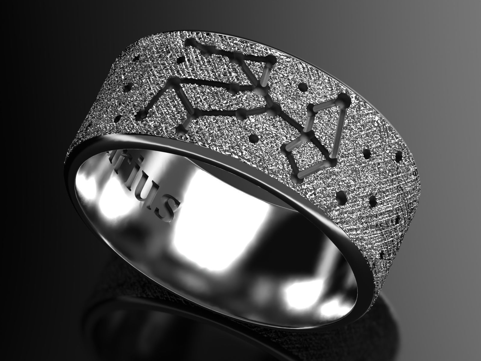 Sagittarius wedding ring with constellations 3D print model_4