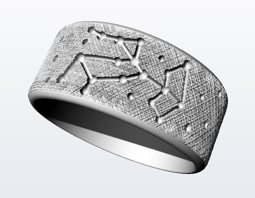 Sagittarius wedding ring with constellations 3D print model_6