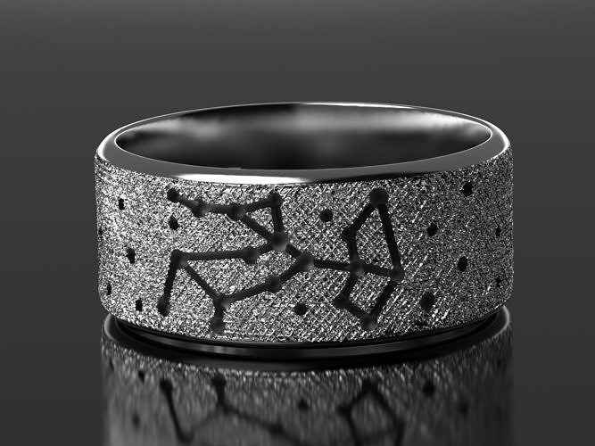 Sagittarius wedding ring with constellations 3D print model