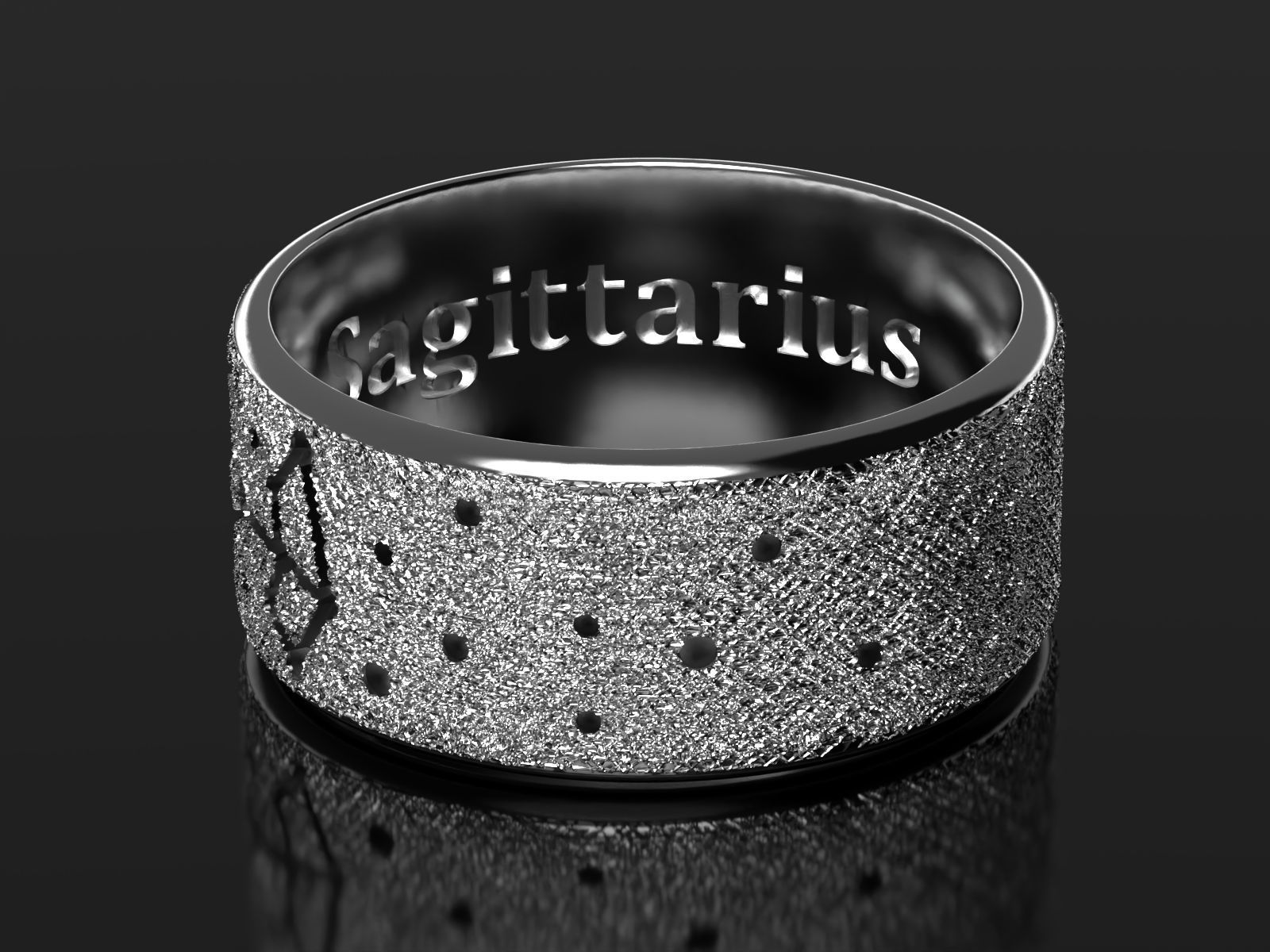 Sagittarius wedding ring with constellations 3D print model_1